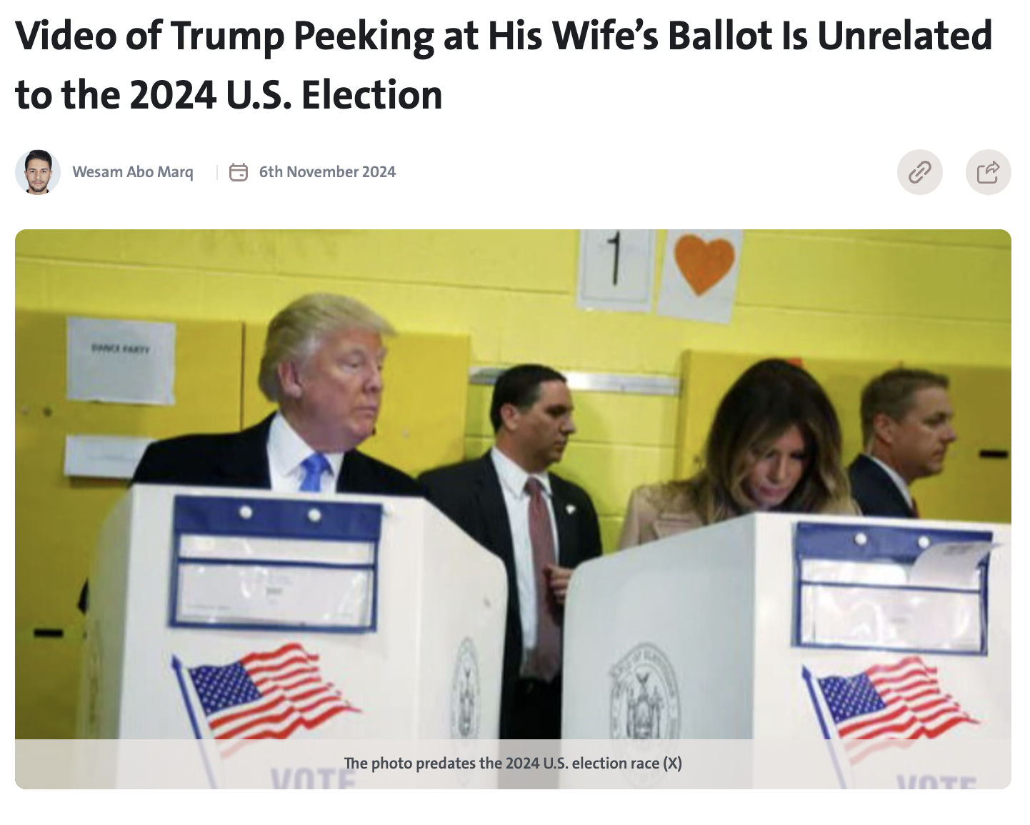 Video of Trump Peeking at His Wife’s Ballot Is Unrelated to the 2024 U.S. Election