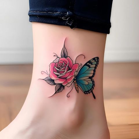 Rose and Butterfly Tattoo