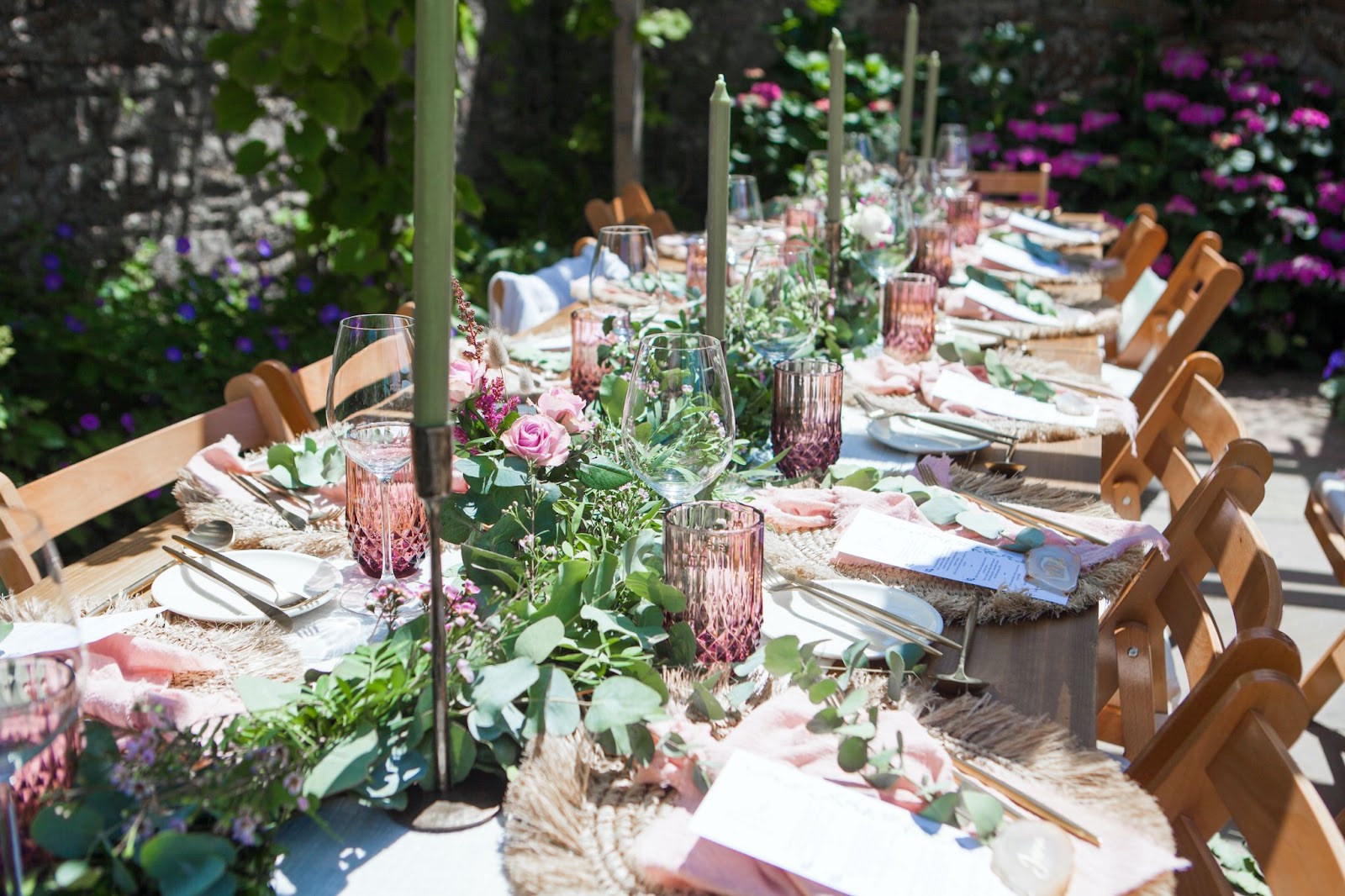 Greenery and modern rustic candle holders