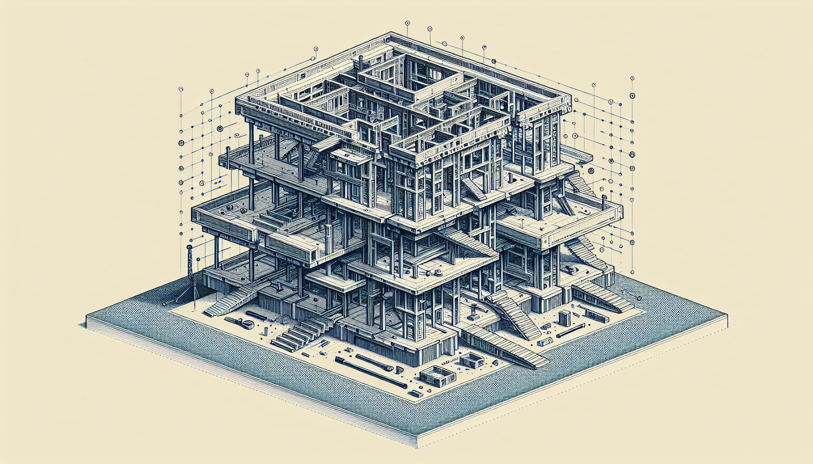 Illustration of building designed for future deconstruction