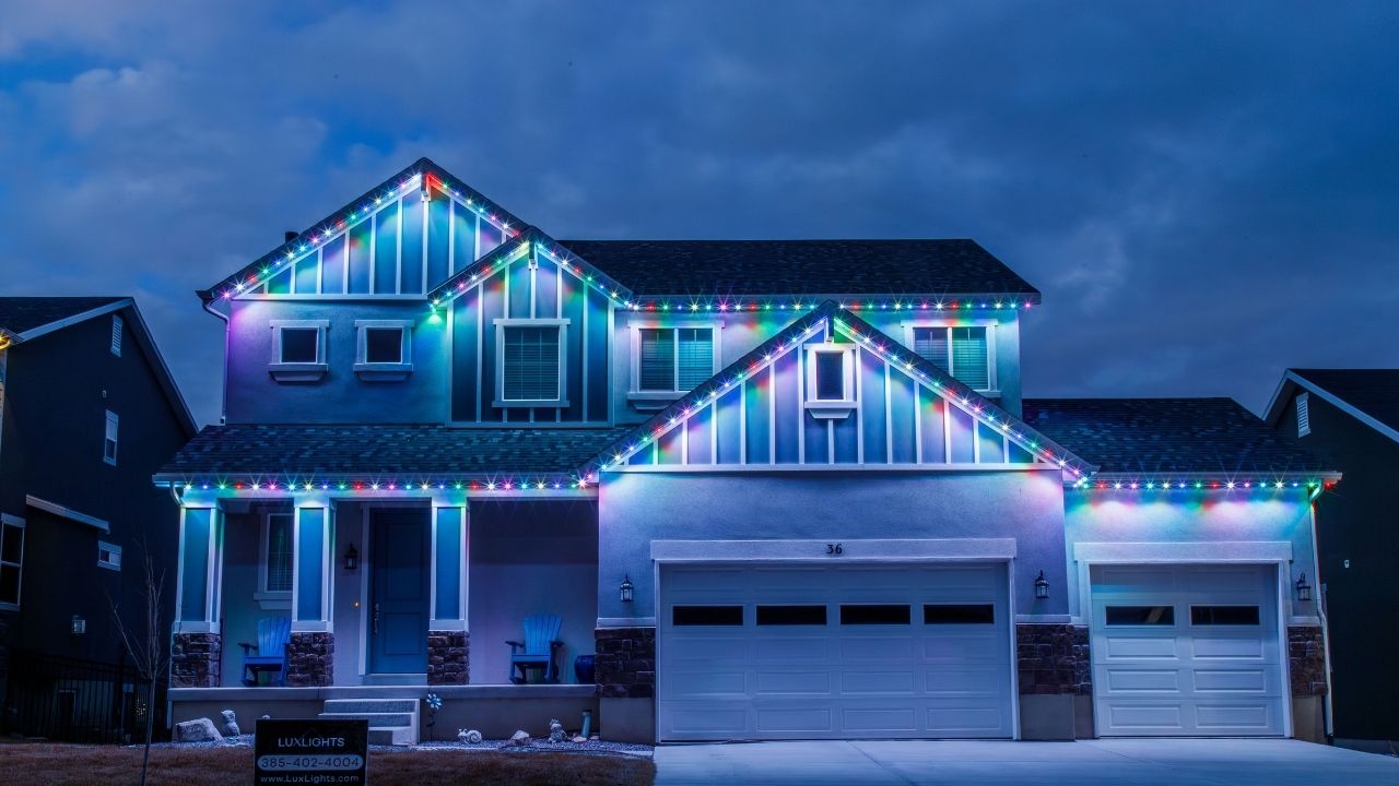 blue and white permanent Christmas lights