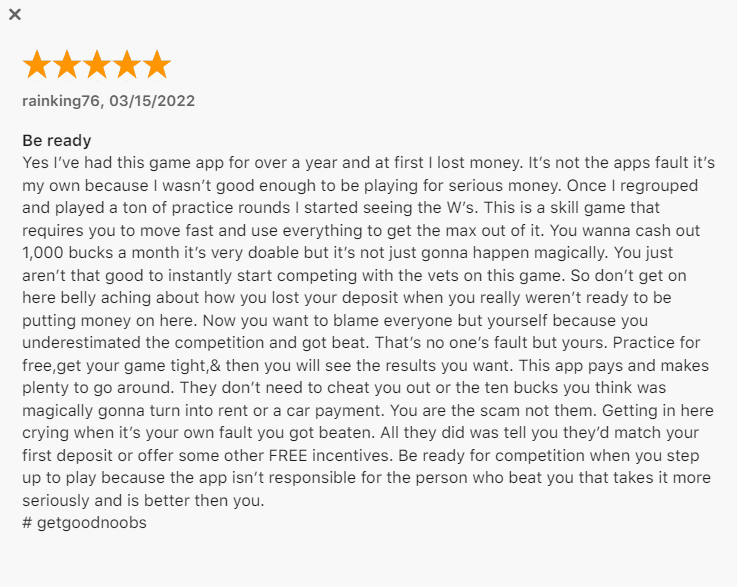 Blackout Bingo review from the Apple app store