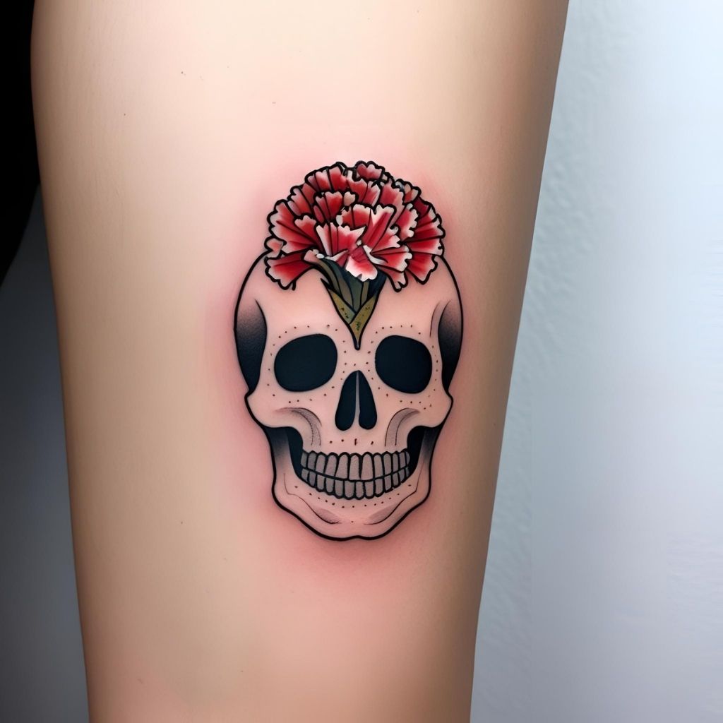 Carnation and Skull Tattoo