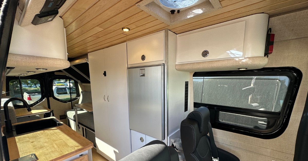 Inside of a conversion van