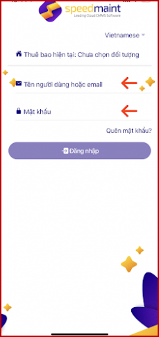 Đăng nhập trên app Mobile