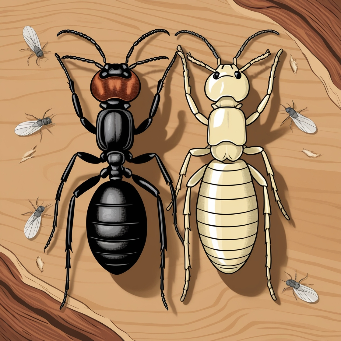 carpenter ant or Termites in an area infested by them
