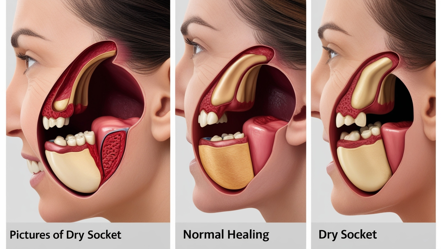 Pictures of Dry Socket vs Normal Healing