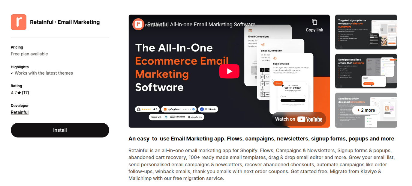 Retainful email marketing software