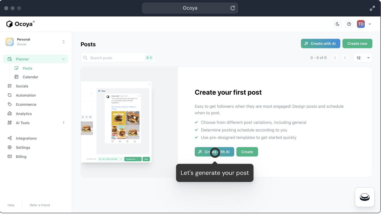 ai social media management tool from ocoya