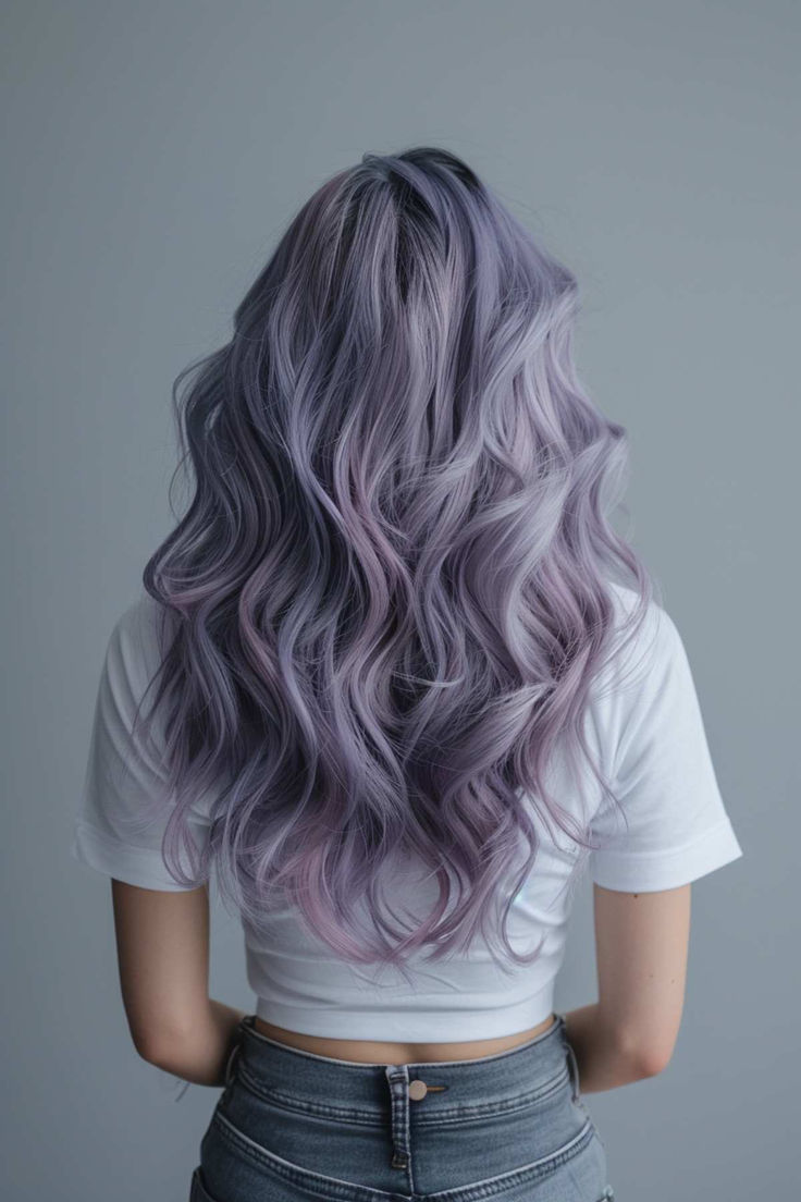 Lavender gray balayage hair