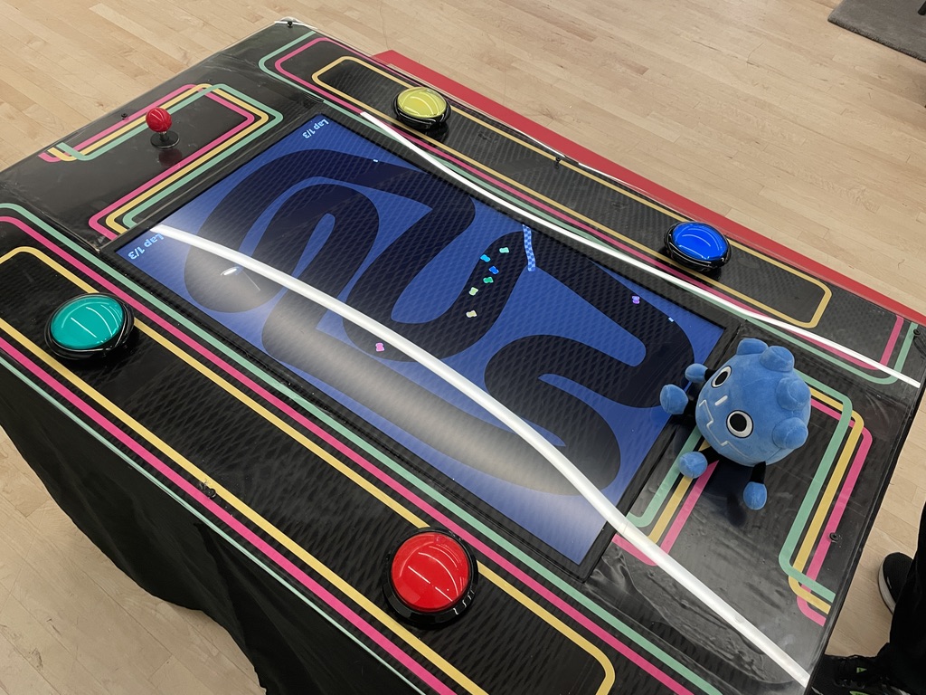 Super Ultra Racing Xtreme tabletop game designed by two ucsc alumni on view at the SFMOMA