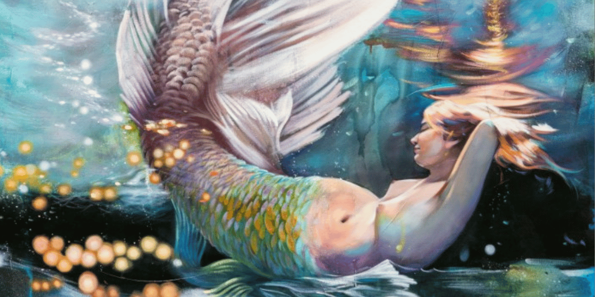 Mixed media painting, oil painting, mermaid painting by elli milan