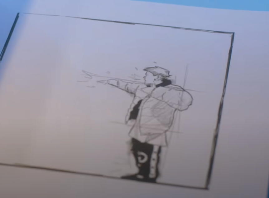 A drawing of a person pointing

Description automatically generated