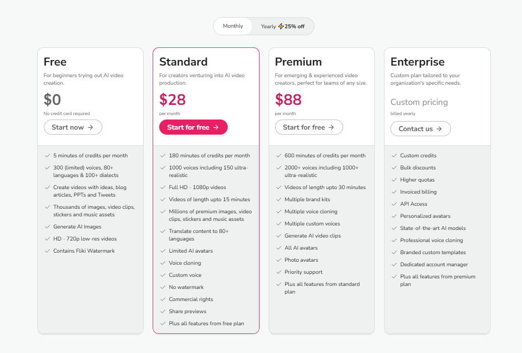 Monthly Pricing Plans