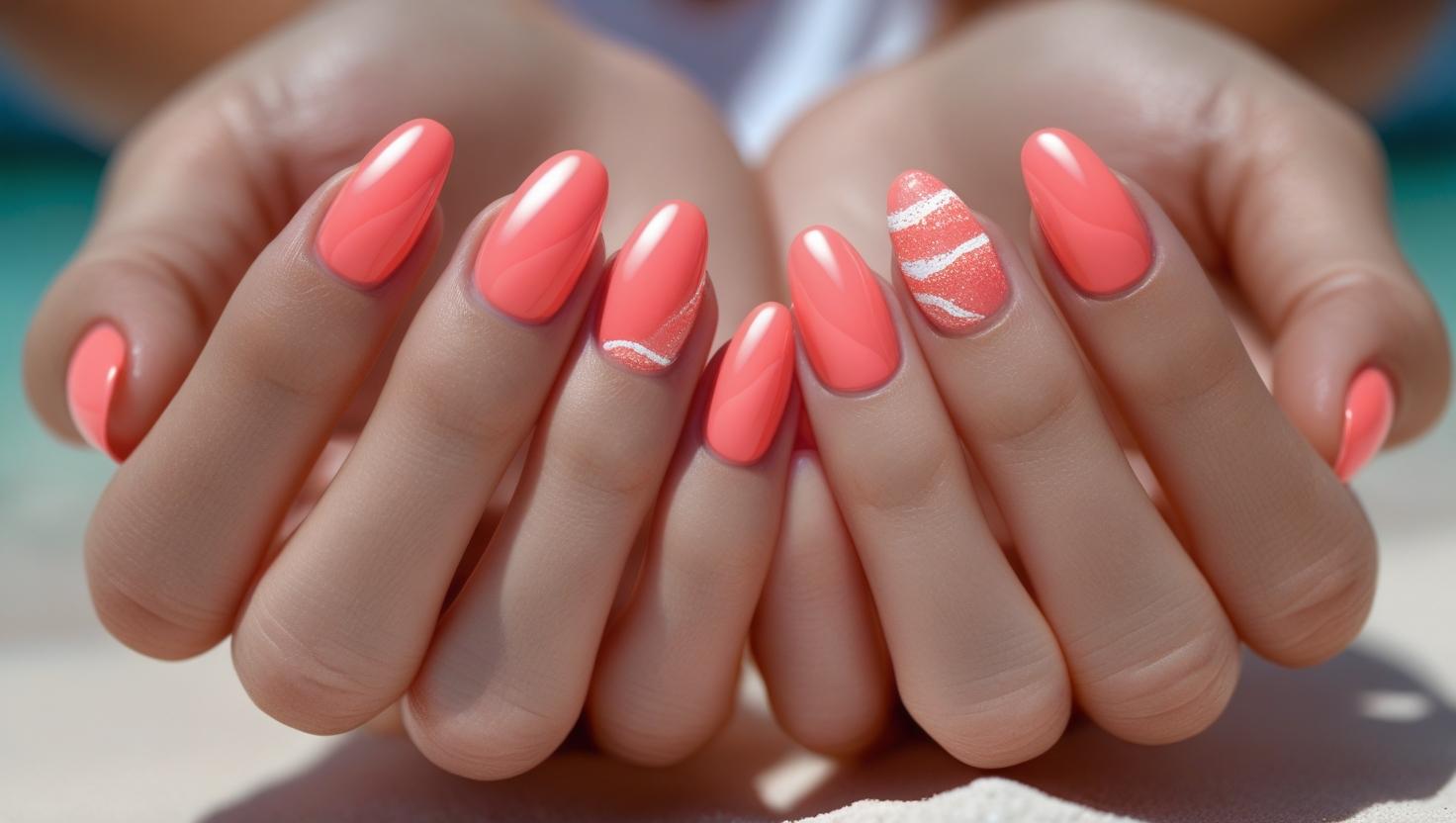 Coral pinks beach nail