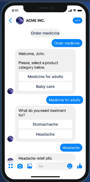 Medicine purchases template on WhatsApp for patients from a healthcare institution.