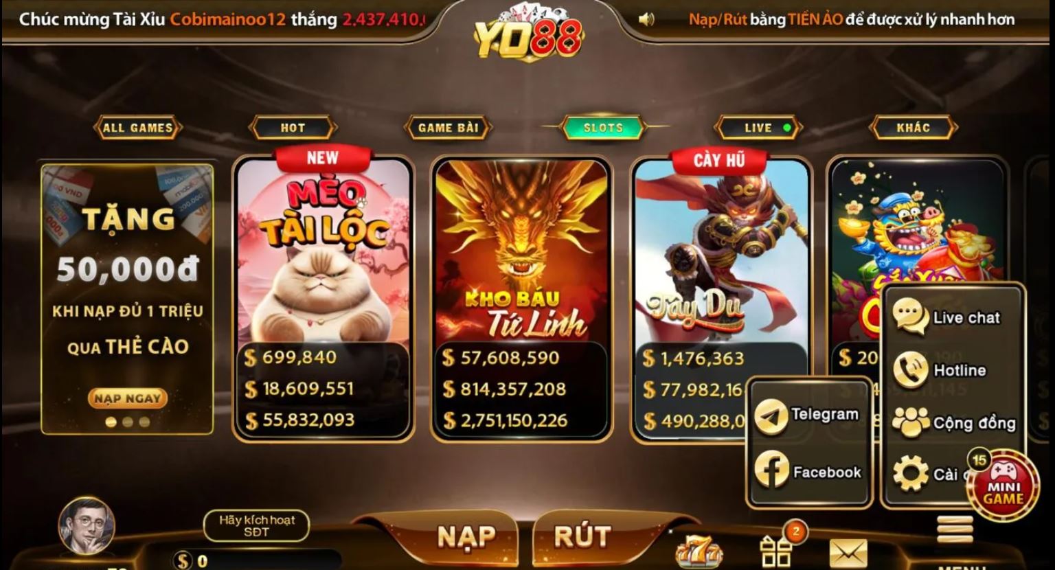 Anh em dễ dàng kết nối với cổng game Yo88 qua một số nền tảng xã hội hot
