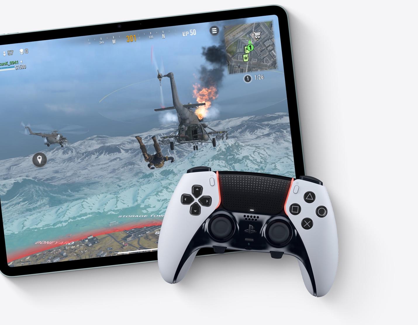 A video game controller and a tablet

Description automatically generated