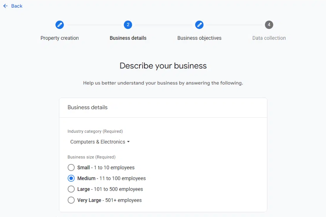 Setting up a Google Analytics account and creating a property.