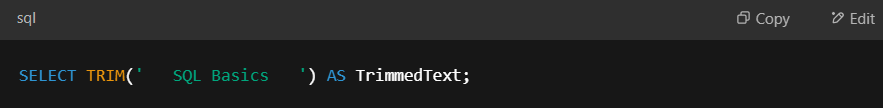 Example of TRIM() function.