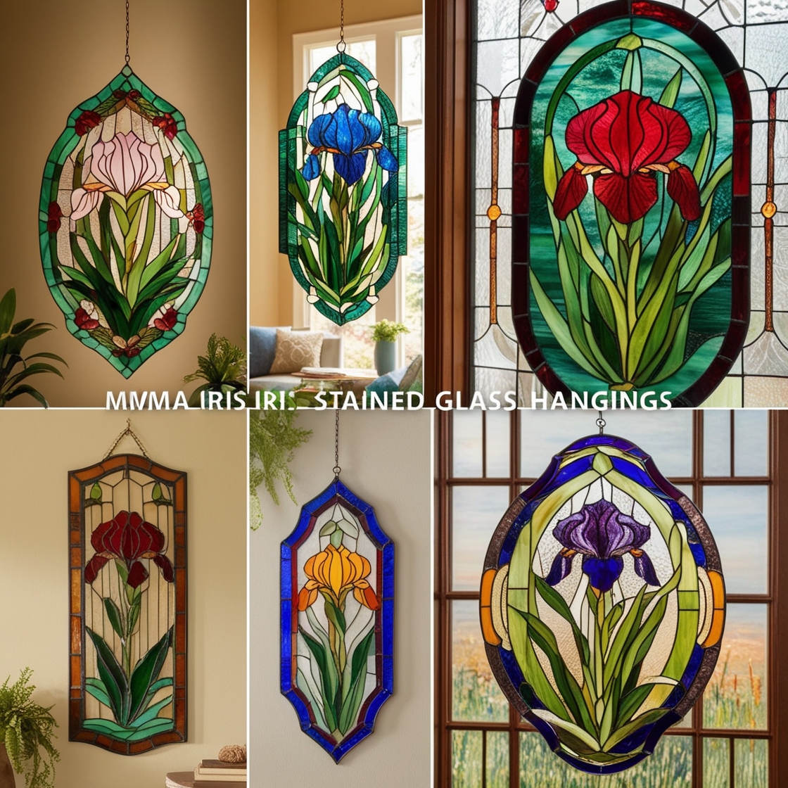 MMA Iris stained glass hangings