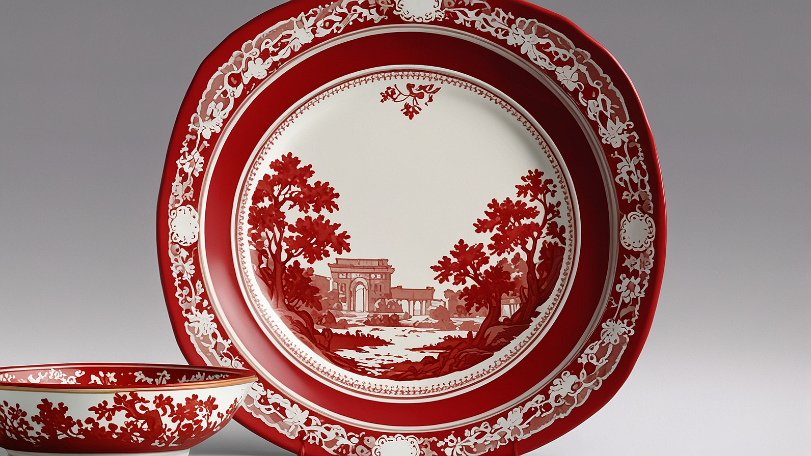 Wedgwood Trentham Red Pattern Square Plate Edme