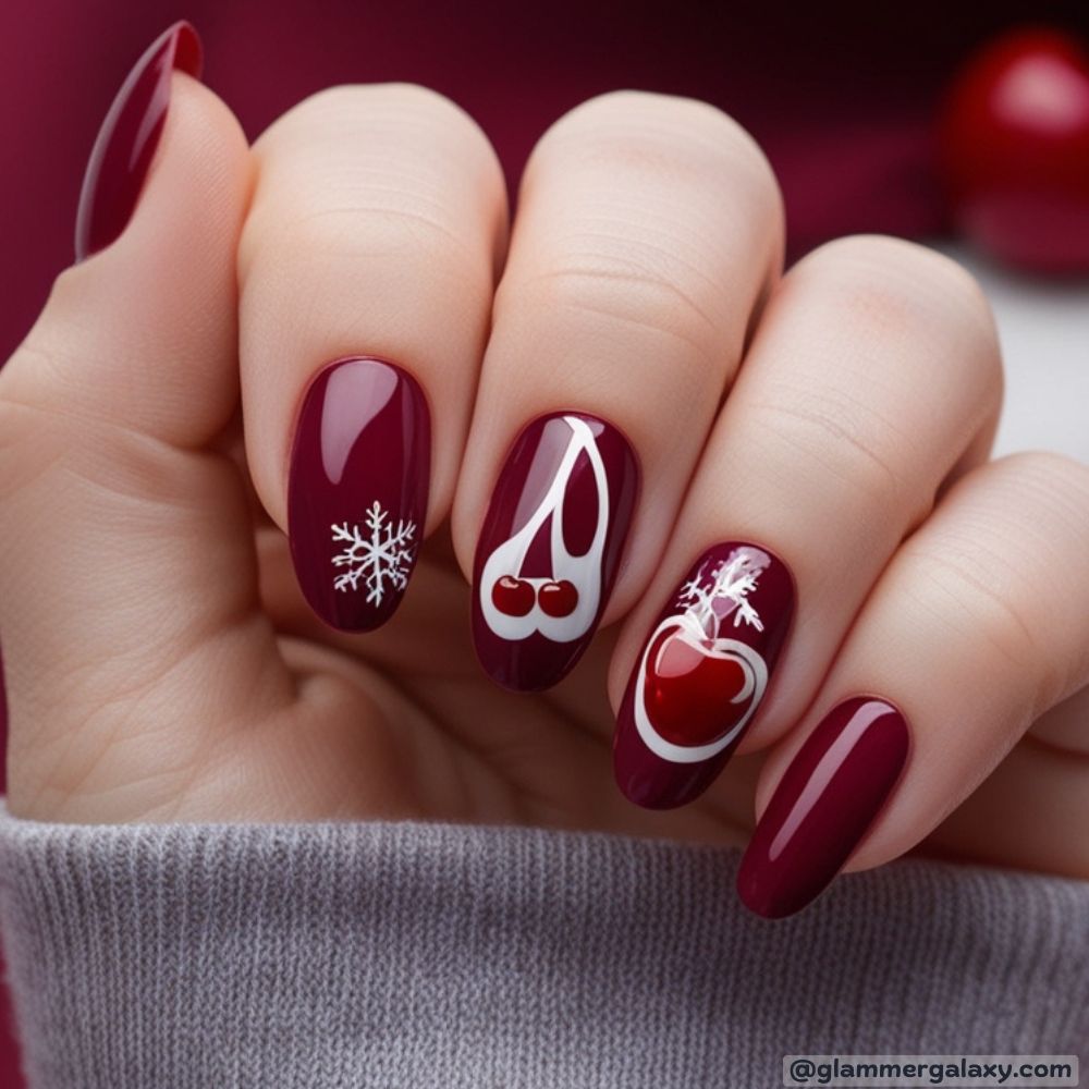 Winter Nail Ideas having Inviting Cherry Mocha
