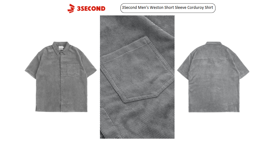 Kemeja Corduroy Weston Pria Lengan Pendek dari 3Second