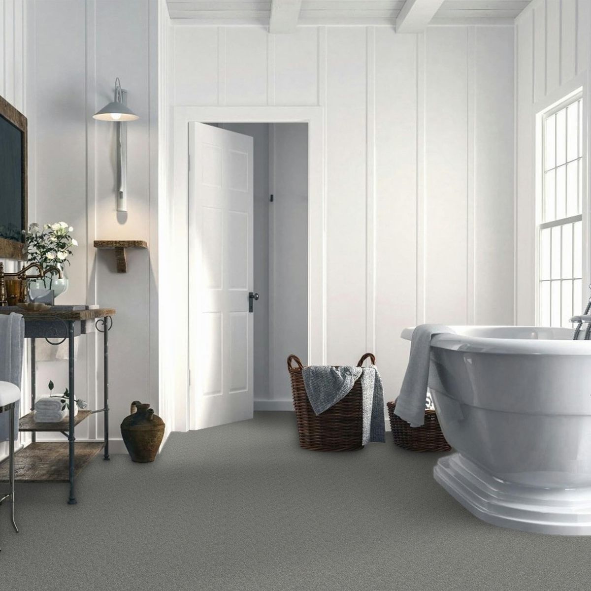 An image of a bathroom with carpet 