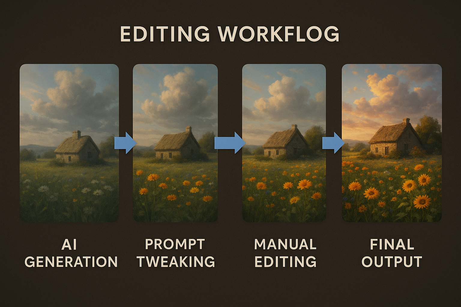 AI image editing workflow from generation to final output