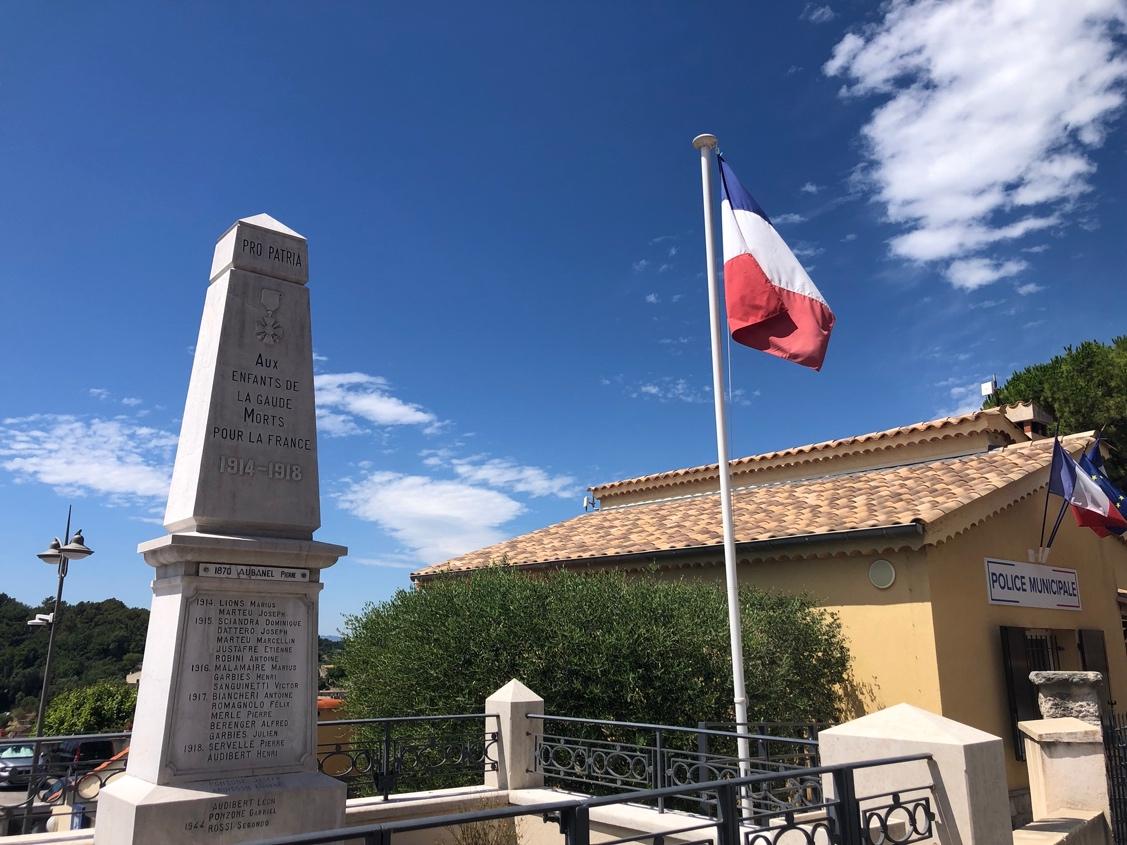 A flag on a flagpole

Description automatically generated