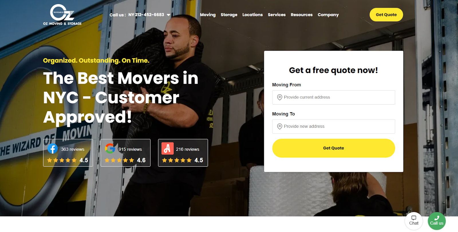 OZ moving and storage homepage