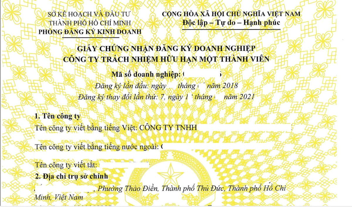Giấy chứng nhận đăng ký doanh nghiệp