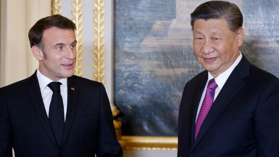 法国总统马克龙与中国国家主席习近平资料图片