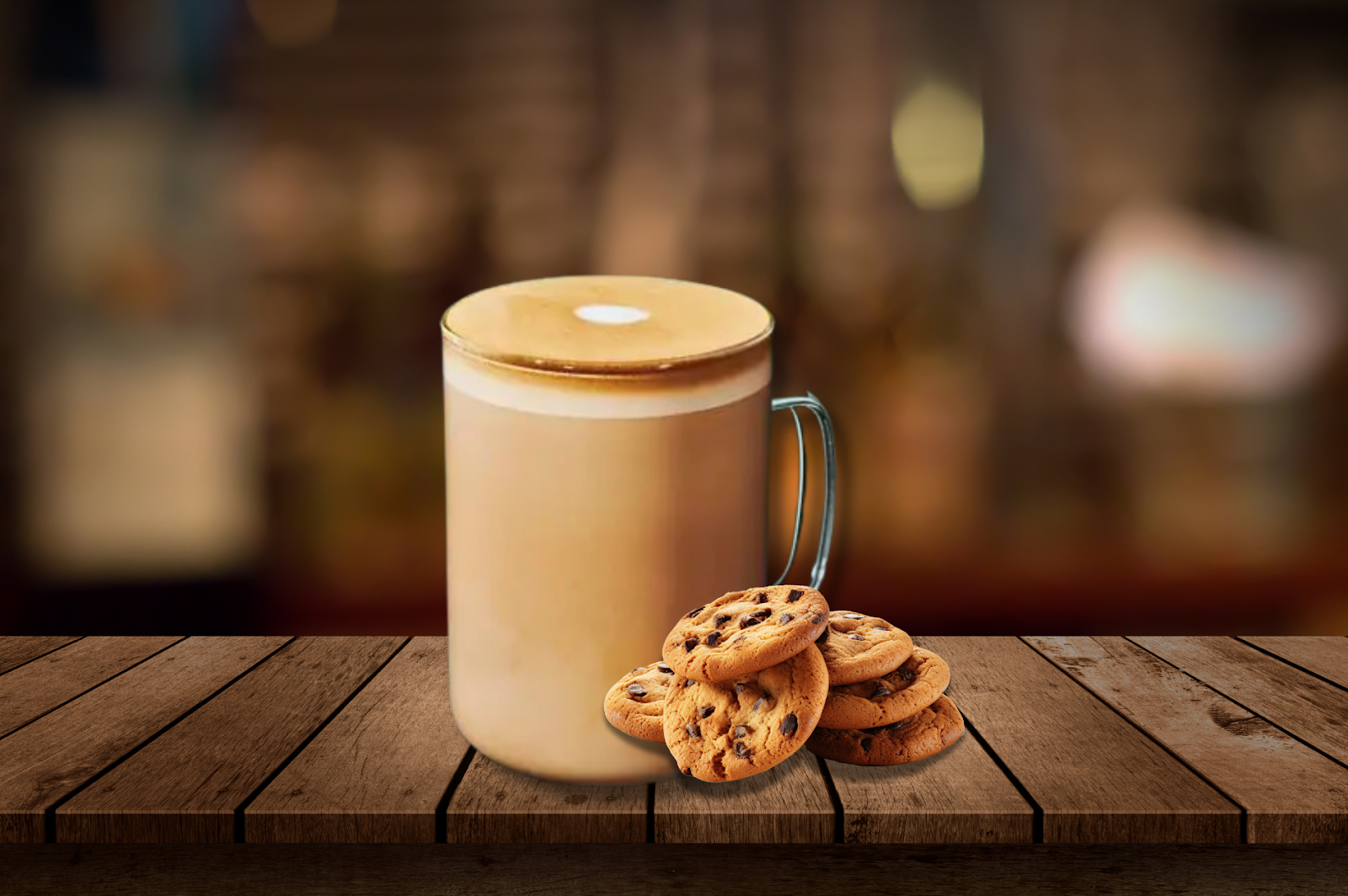 A picture of Starbucks Flat White with chocolate chip cookies