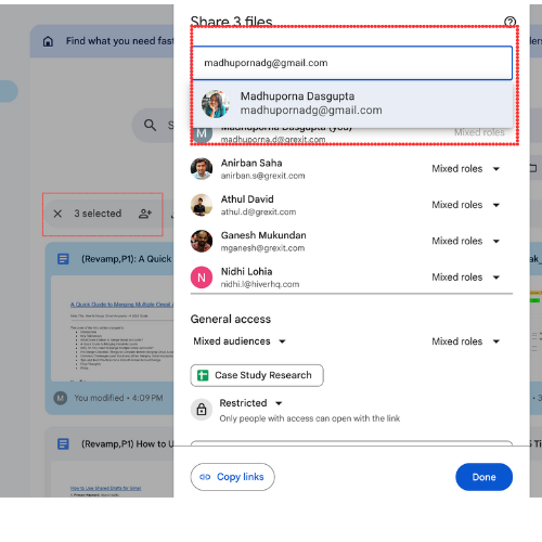 file sharing to migrate documents while merging gmail accounts