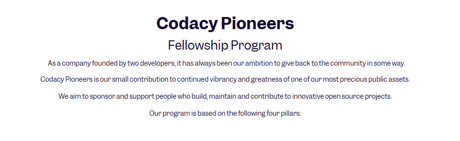 codacy pioneers fellowship program