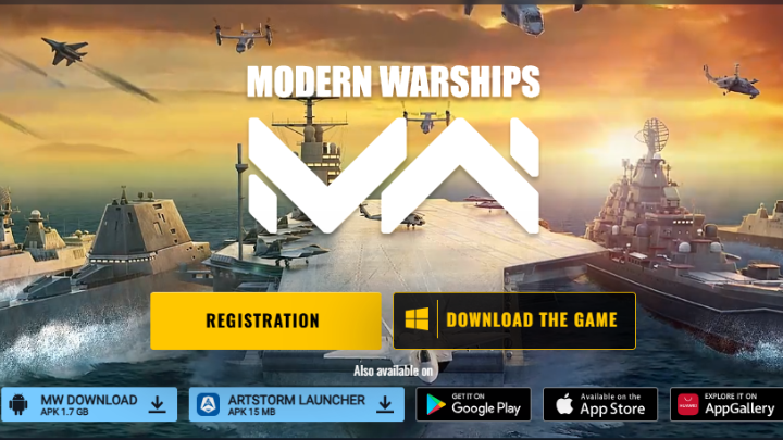 The website interface of Modern Warships