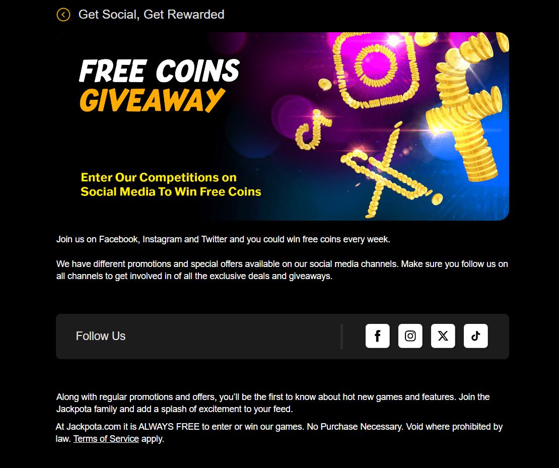 Jackpota casino social media contests