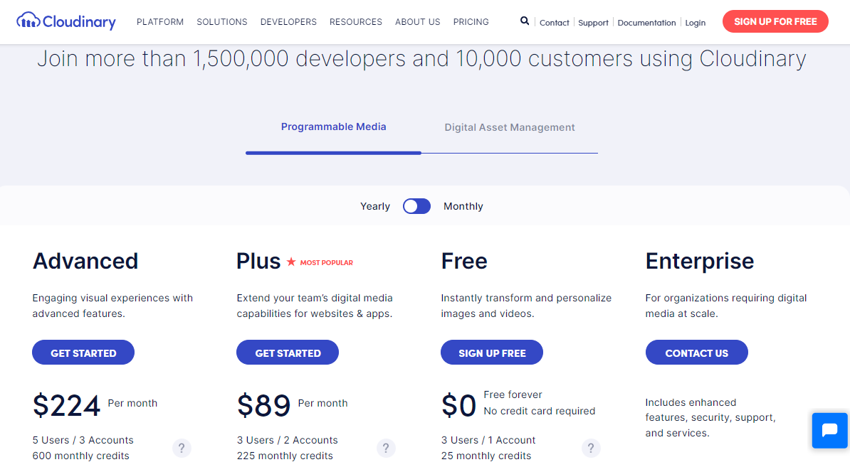 Cloudinary Scalability and Team Size screenshot