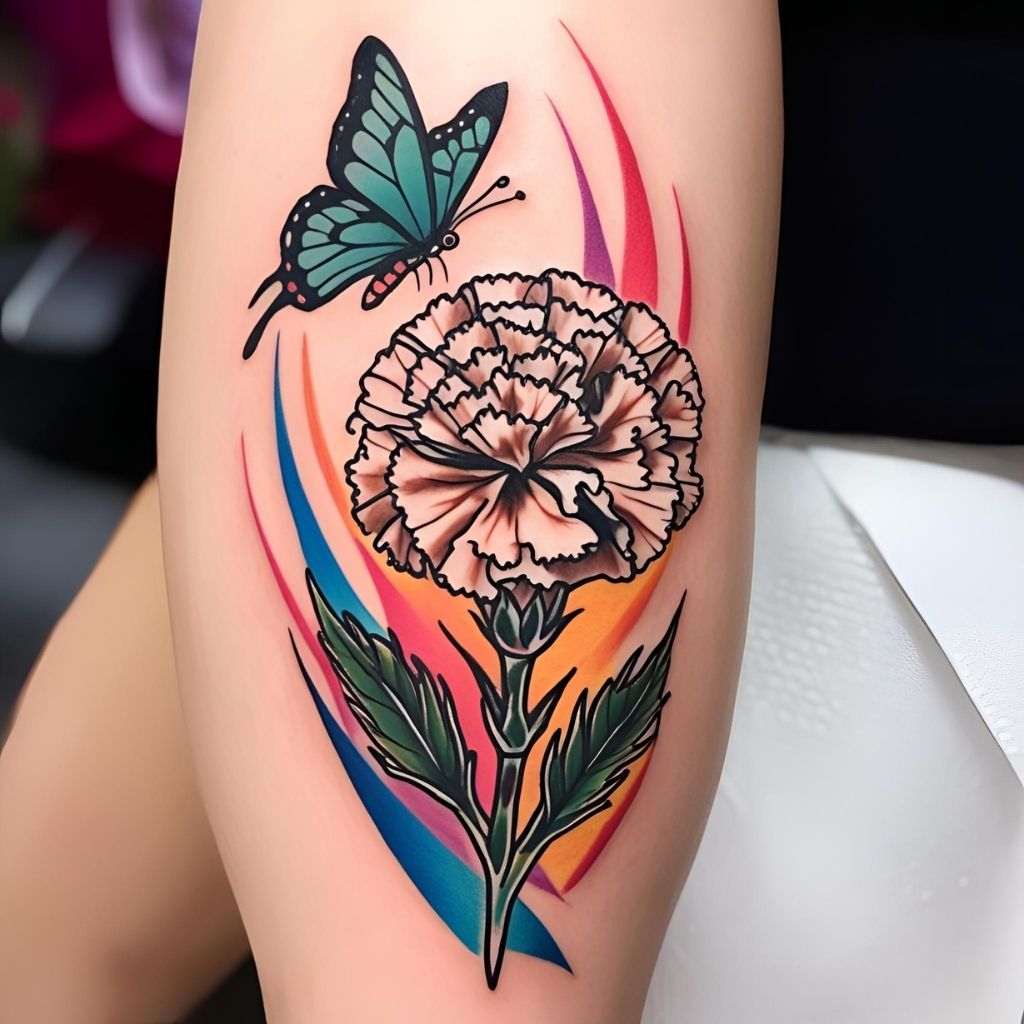 Carnation and Butterfly Tattoo