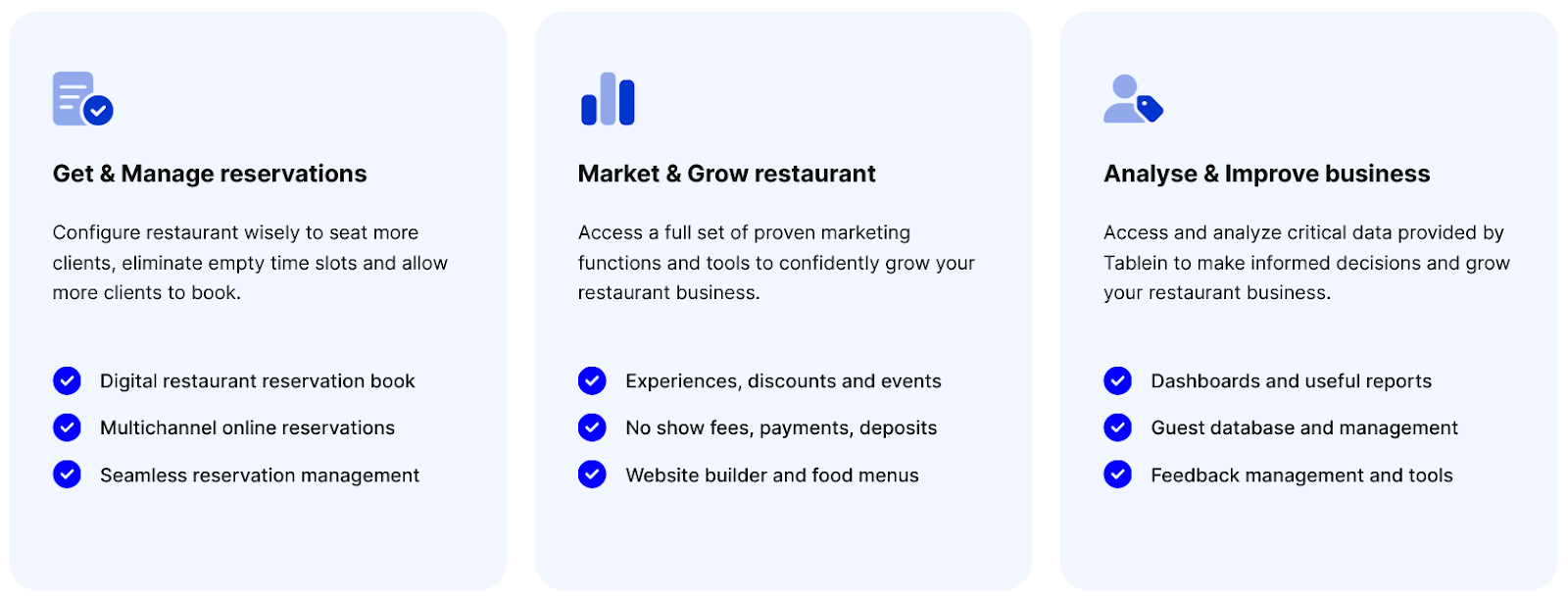 Tablein dashboard
