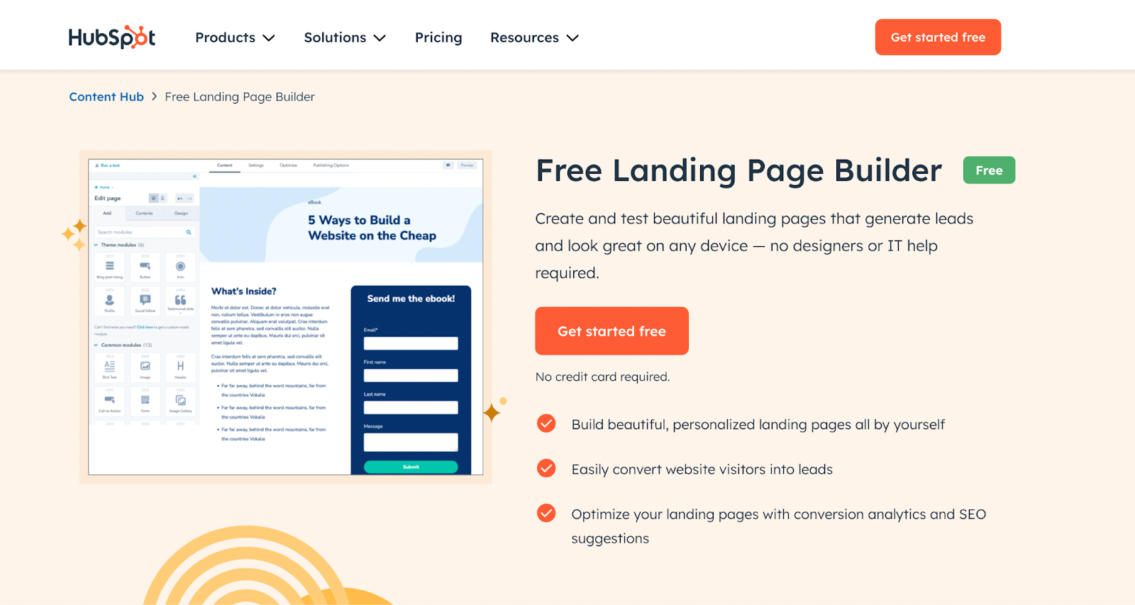 HubSpot landing page builder