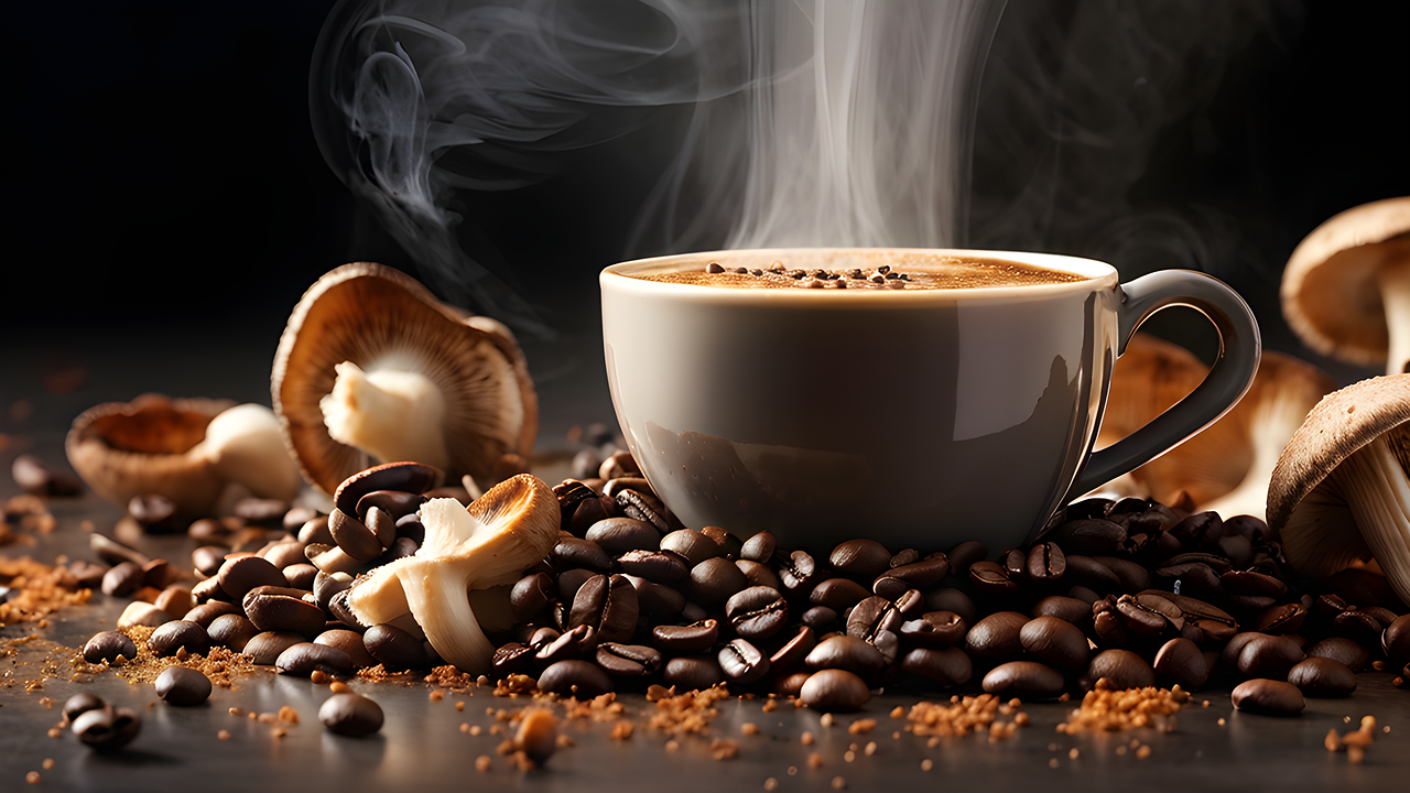 Free ai generated mushroom coffee adaptogens illustration