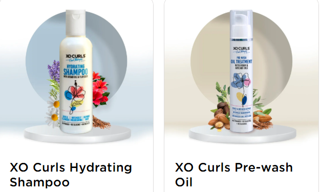 XO Curls Hydrating Shampoo and Pre-wash Oil
