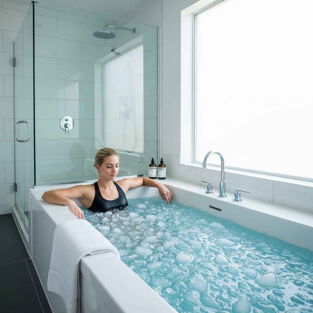 Taking an ice bath for faster muscle recovery after gym