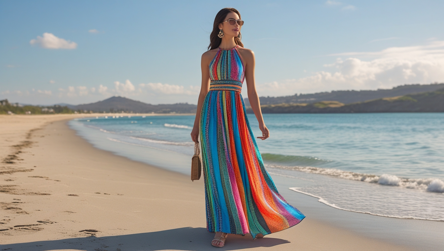 Sausalito Multicolor Halter Maxi Dress