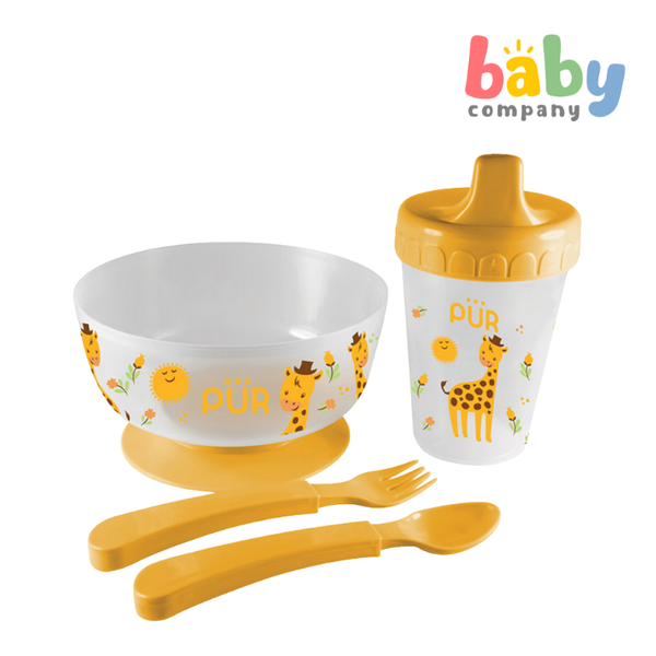 Pur Baby Weaning Set (Baby Bowl, Cup, and Spoon & Fork)