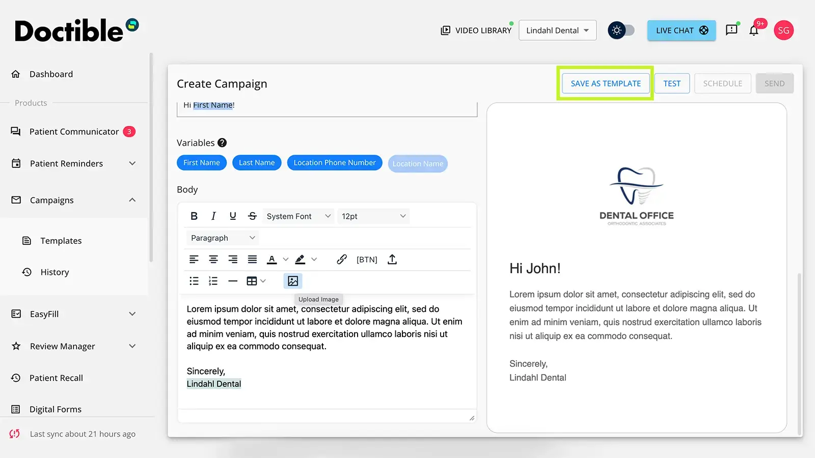 Doctible dashboard