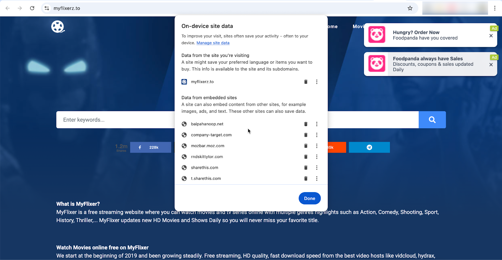 MyFlixer Not Safe with Ads Popups